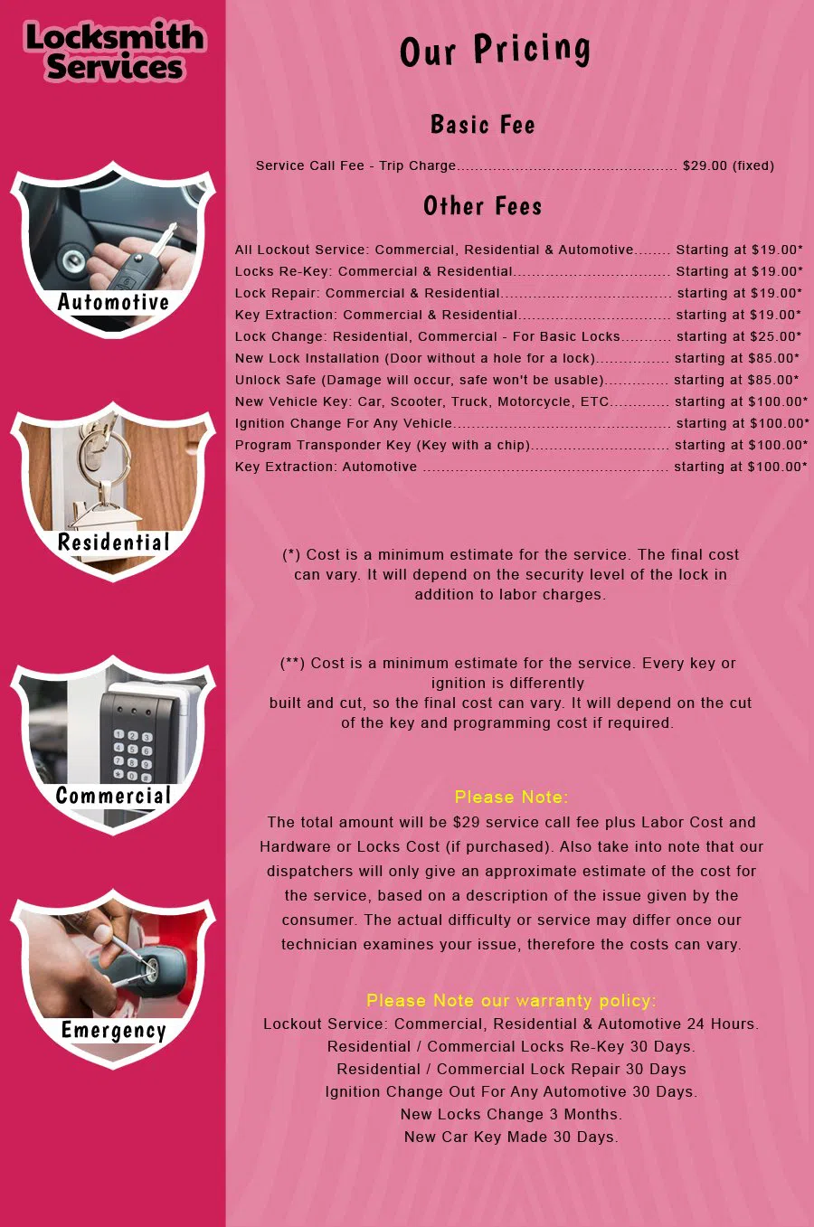 Tenafly NJ Locksmith Store Tenafly, NJ 201-282-5013 - price-list-c-18
